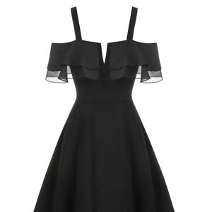 Black Chiffon High Low Off The Shoulder Dress